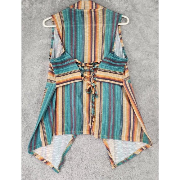 Rock & Roll Vest Womens Medium Multicolor Western Cowgirl Lace Up Sleeveless - Picture 2 of 10